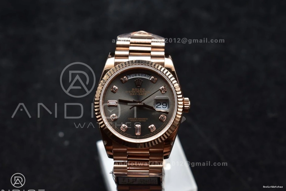 Diamond Square V5 Original DayDate RG (Gain Edition Dial Weight) President Best Steel 671 on 36 904L Grey with Bracelet vr3255 QF 0129